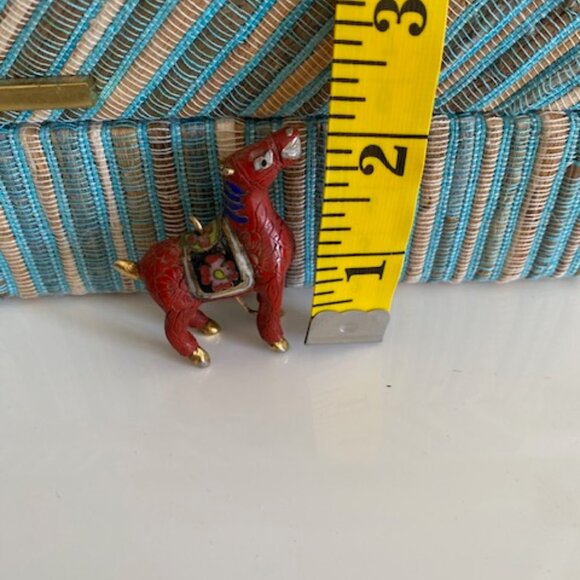 Vintage Chinese Hand Carved Cinnabar Inlay Horse Cloisonne Pendant - Picture 5 of 7